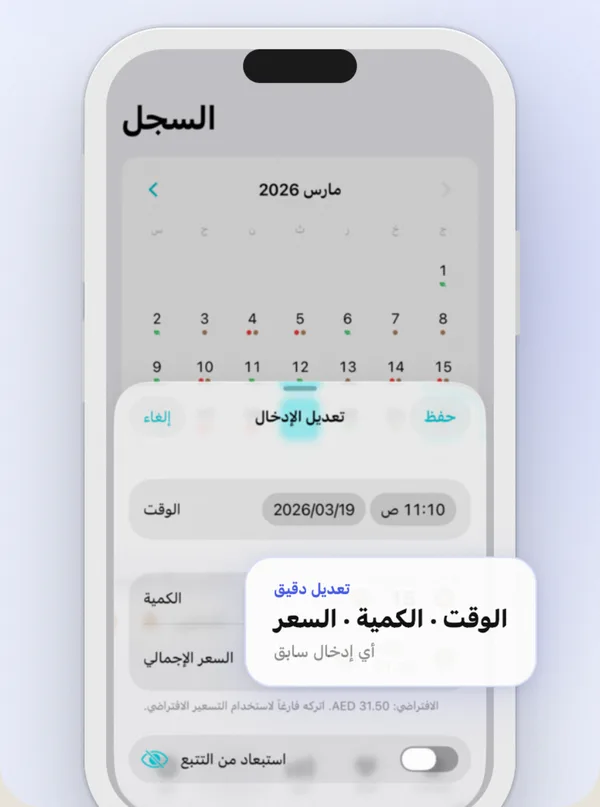 Countrol يعرض السلسلة النظيفة الجارية والرقم القياسي الشخصي ونسبة الأيام النظيفة