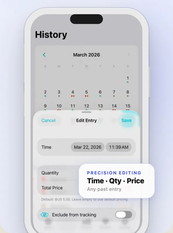 Countrol showing current sober streak, personal best and clean day percentage